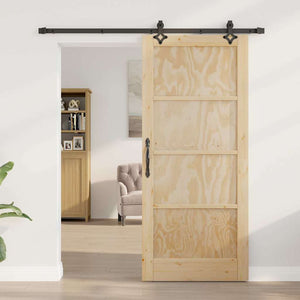 Porta Scorrevole  con Set di Ferramenta 86x198.5 cm in Legno Massello di Pino 3333510