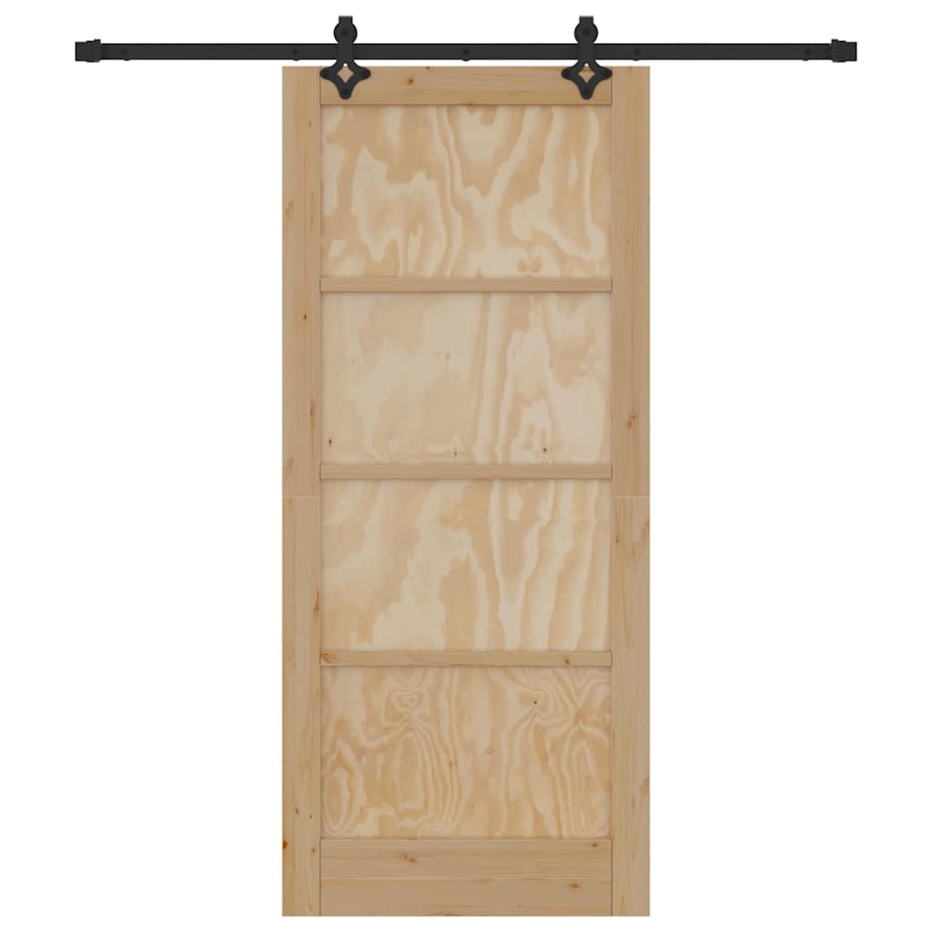 Porta Scorrevole  con Set di Ferramenta 86x198.5 cm in Legno Massello di Pino 3333510