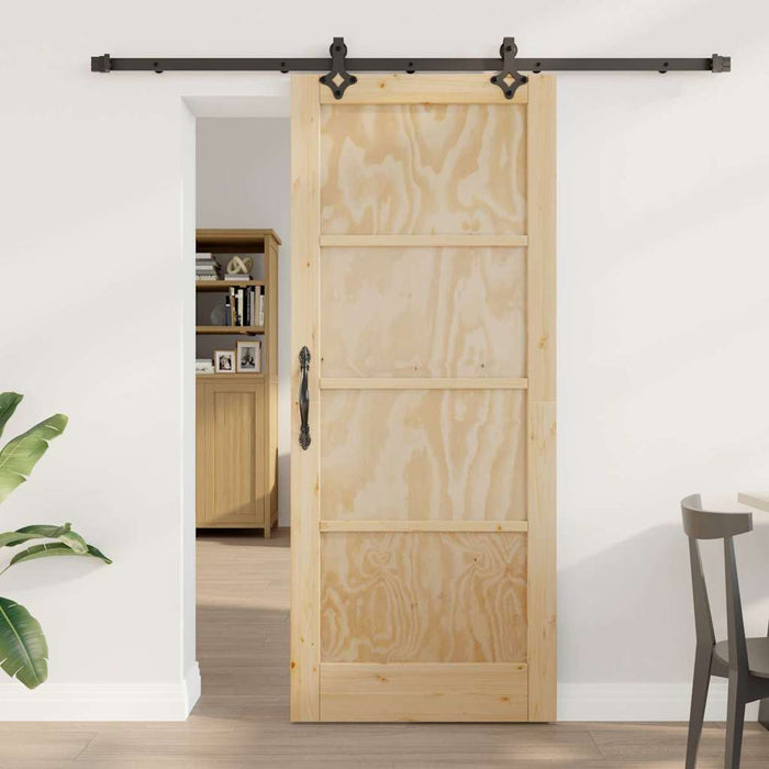 Porta Scorrevole Manuale Naturale e nero 83 x 202 cm 3333532