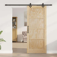 Porta Scorrevole Manuale Naturale e nero 83 x 202 cm 3333532