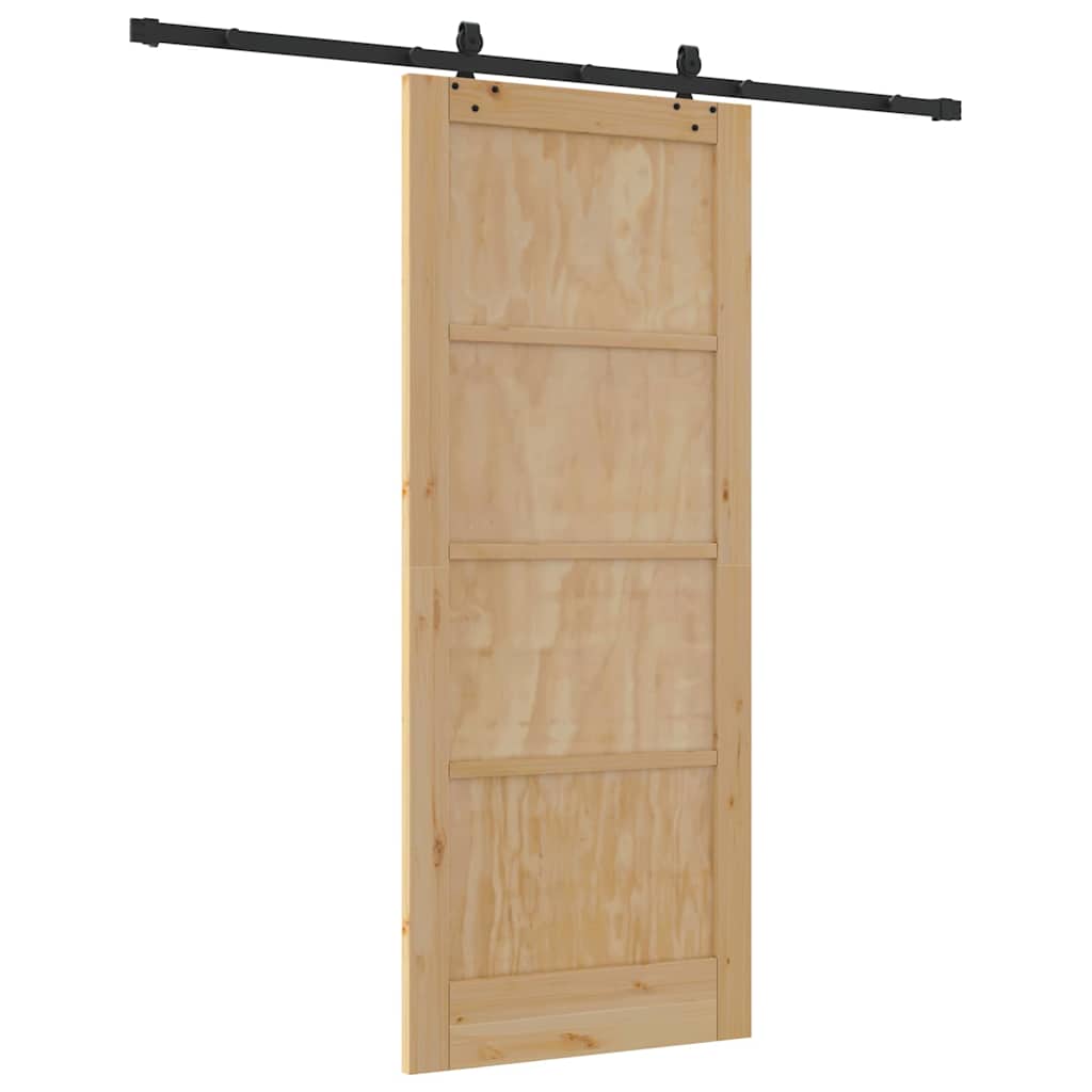 Porta Scorrevole Manuale Naturale e nero 83 x 202 cm 3333532