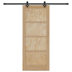 Porta Scorrevole Manuale Naturale e nero 83 x 202 cm 3333532