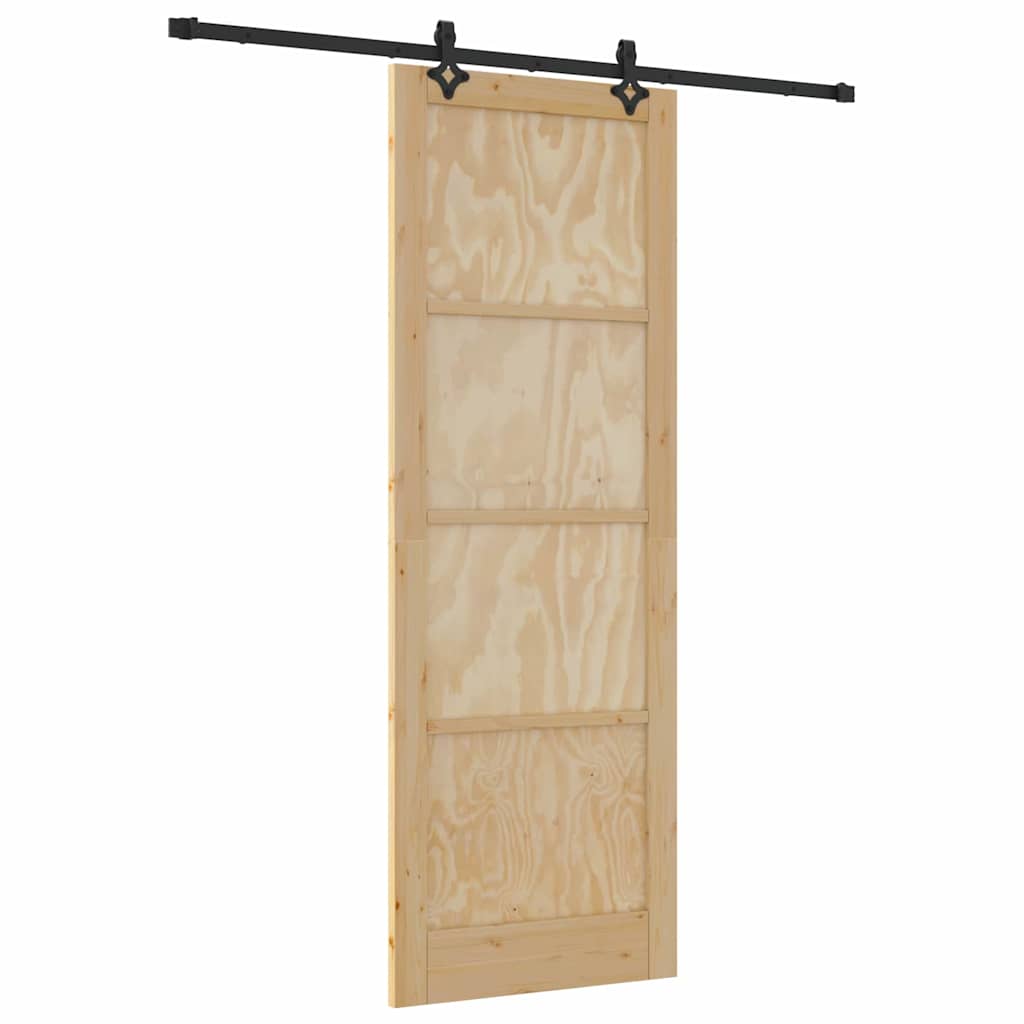 Porta Scorrevole Manuale Naturale e nero 83 x 232 cm 3333536