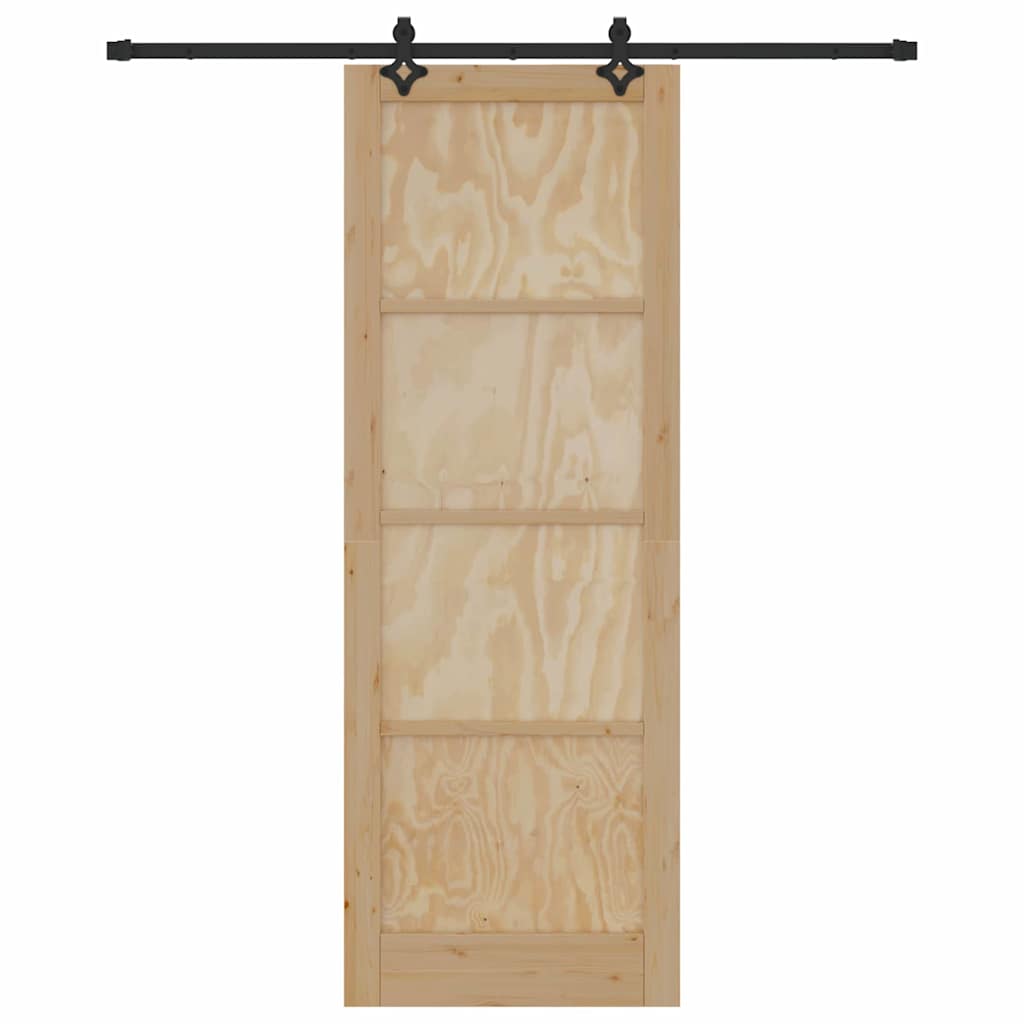 Porta Scorrevole Manuale Naturale e nero 83 x 232 cm 3333536