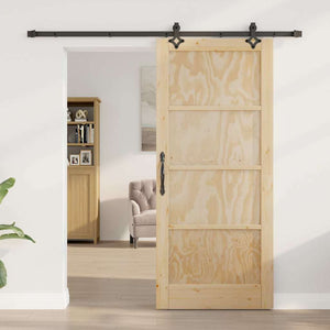 Porta Scorrevole Manuale Naturale e nero 86 x 198.5 cm 3333538