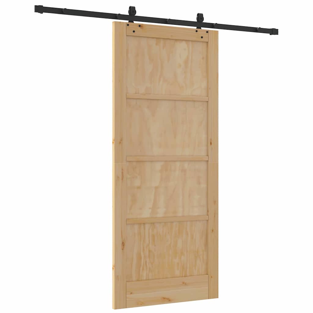 Porta Scorrevole Manuale Naturale e nero 86 x 198.5 cm 3333538