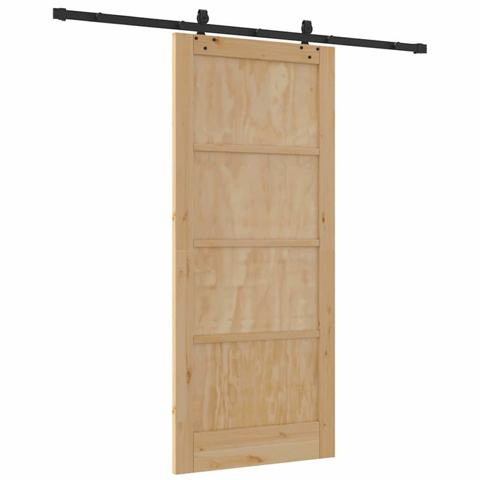 Porta Scorrevole Manuale Naturale e nero 86 x 198.5 cm 3333538