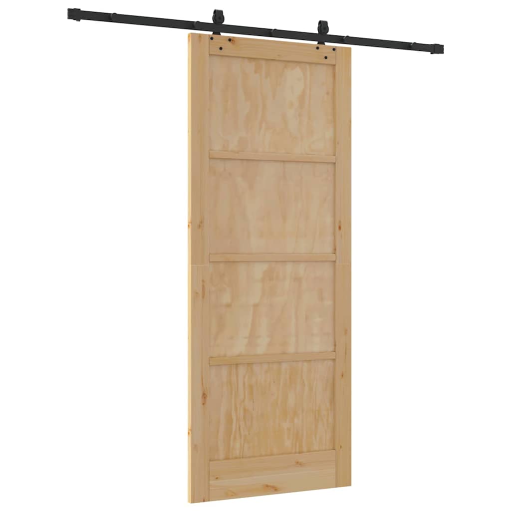 Porta Scorrevole Manuale Naturale e nero 86 x 211 cm 3333540