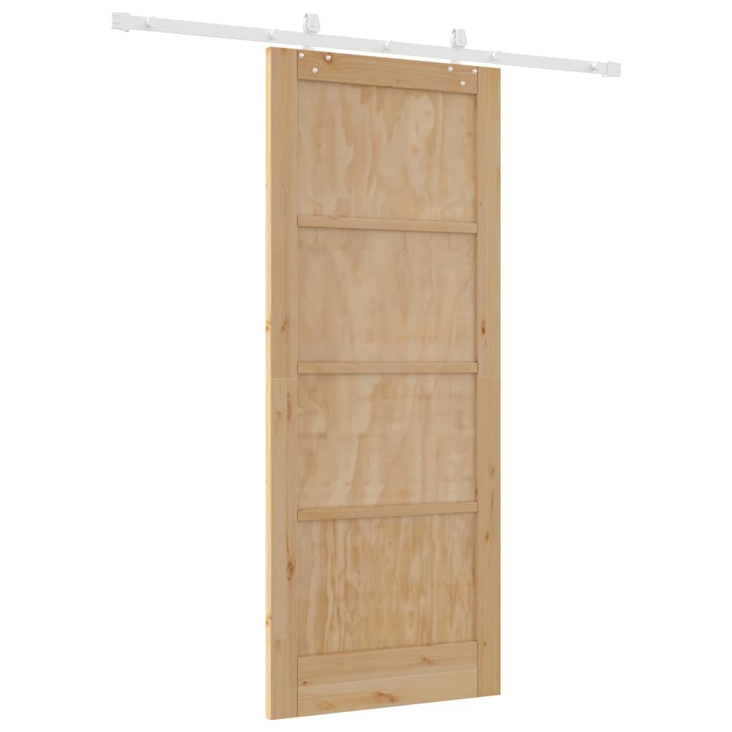 Porta scorrevole  con kit di hardware 83x202 cm Legno Massello di Pino 3333560