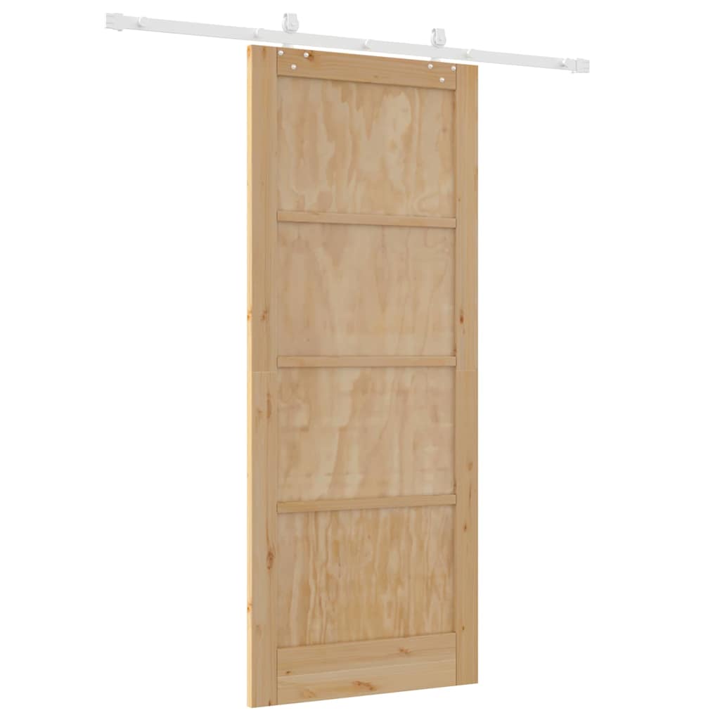 Porta Scorrevole  con Set di Accessori 86x211 cm Legno Massello di Pino 3333568