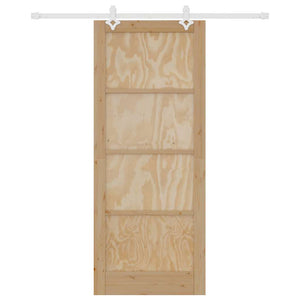 Porta Scorrevole  con Set di Accessori 86x211 cm Legno Massello di Pino 3333568