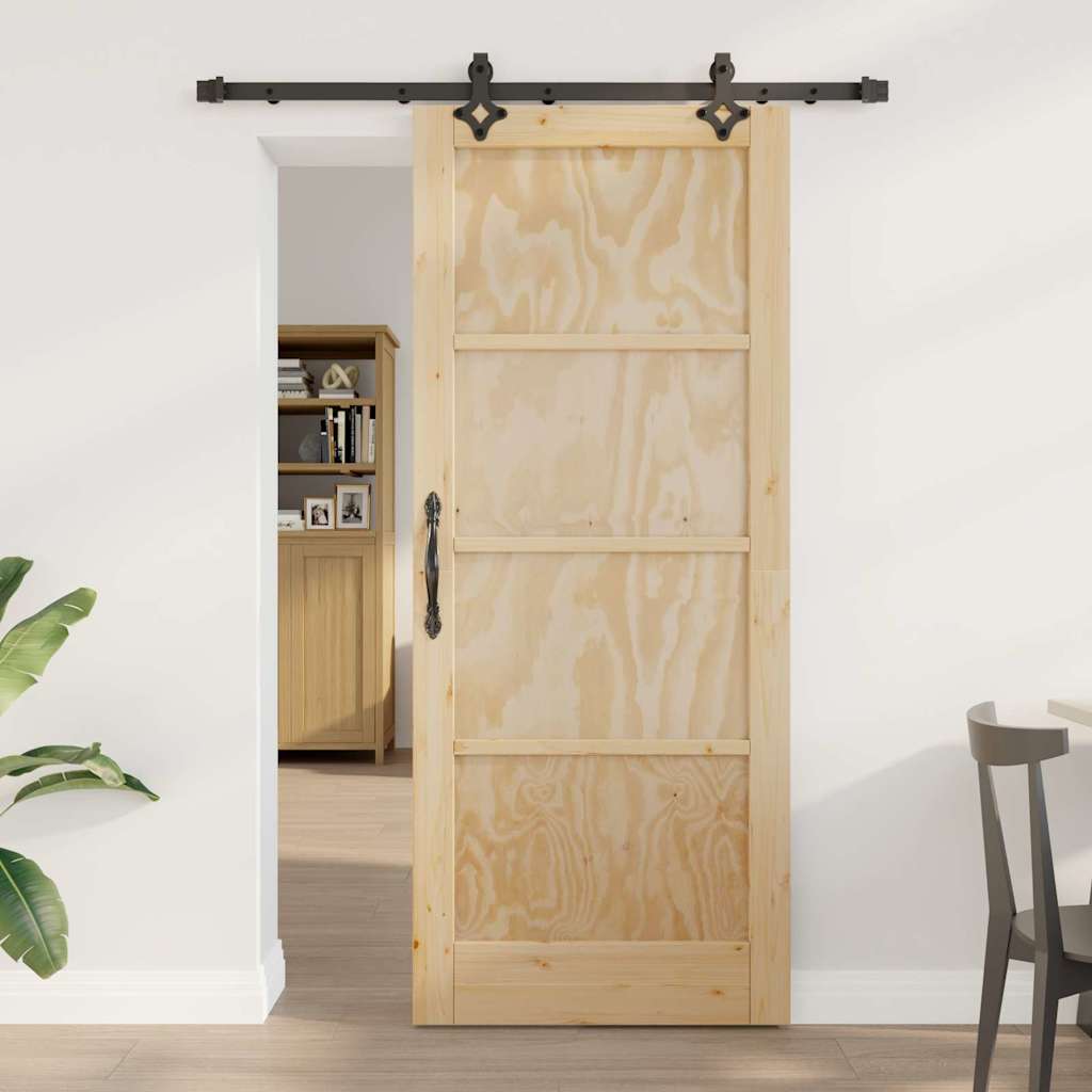 vidaXL Set Porta Scorrevole ORKDAL Naturale e nero 83 x 202 cm