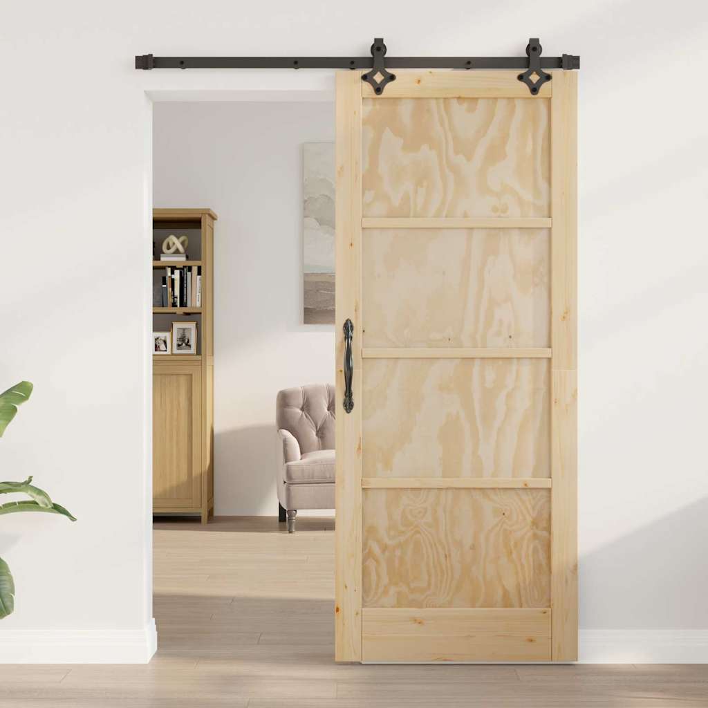 Porta Scorrevole con Set di Accessori 'ORKDAL'in Legno Massello di Pino 3333616