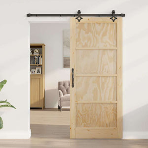 Set di Porta Scorrevole con Accessori 'ORKDAL'in Legno Massello di Pino 3333622