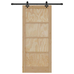 Set di Porta Scorrevole con Accessori 'ORKDAL'in Legno Massello di Pino 3333622