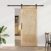 Porta Scorrevole Manuale Naturale e nero 83 x 202 cm 3333672