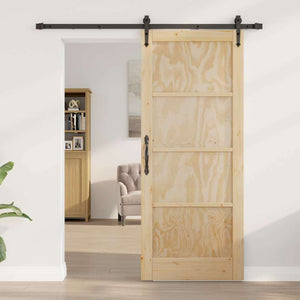 Porta Scorrevole Manuale Naturale e nero 83 x 202 cm 3333672