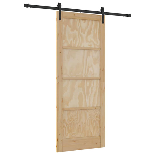 Porta Scorrevole Manuale Naturale e nero 83 x 202 cm 3333672