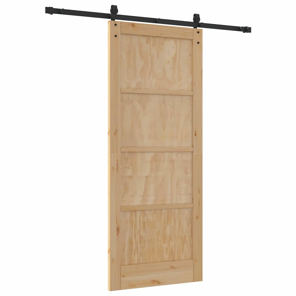 Porta Scorrevole Manuale Naturale e nero 83 x 202 cm 3333672