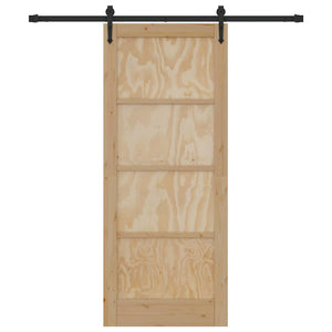 Porta Scorrevole Manuale Naturale e nero 83 x 202 cm 3333672