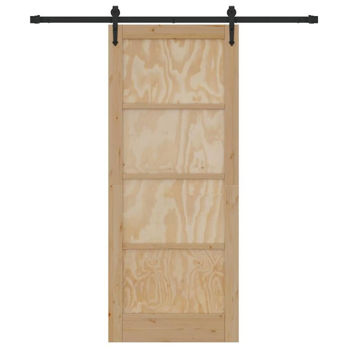 Porta Scorrevole Manuale Naturale e nero 83 x 202 cm 3333672