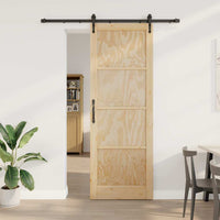 Porta Scorrevole Manuale Naturale e nero 83 x 232 cm 3333676