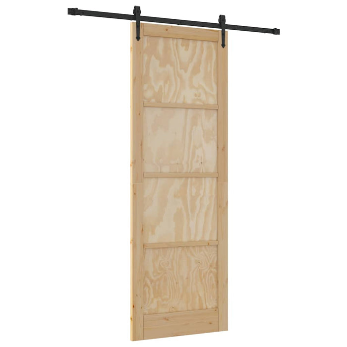 Porta Scorrevole Manuale Naturale e nero 83 x 232 cm 3333676
