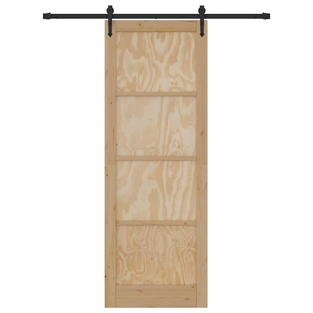 Porta Scorrevole Manuale Naturale e nero 83 x 232 cm 3333676