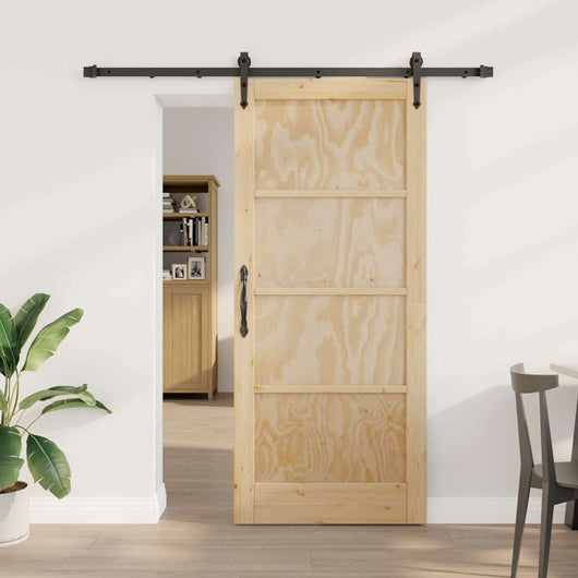Porta Scorrevole Manuale Naturale e nero 86 x 198.5 cm 3333678