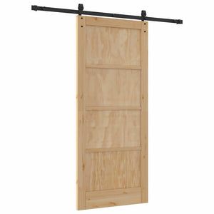 Porta Scorrevole Manuale Naturale e nero 86 x 198.5 cm 3333678