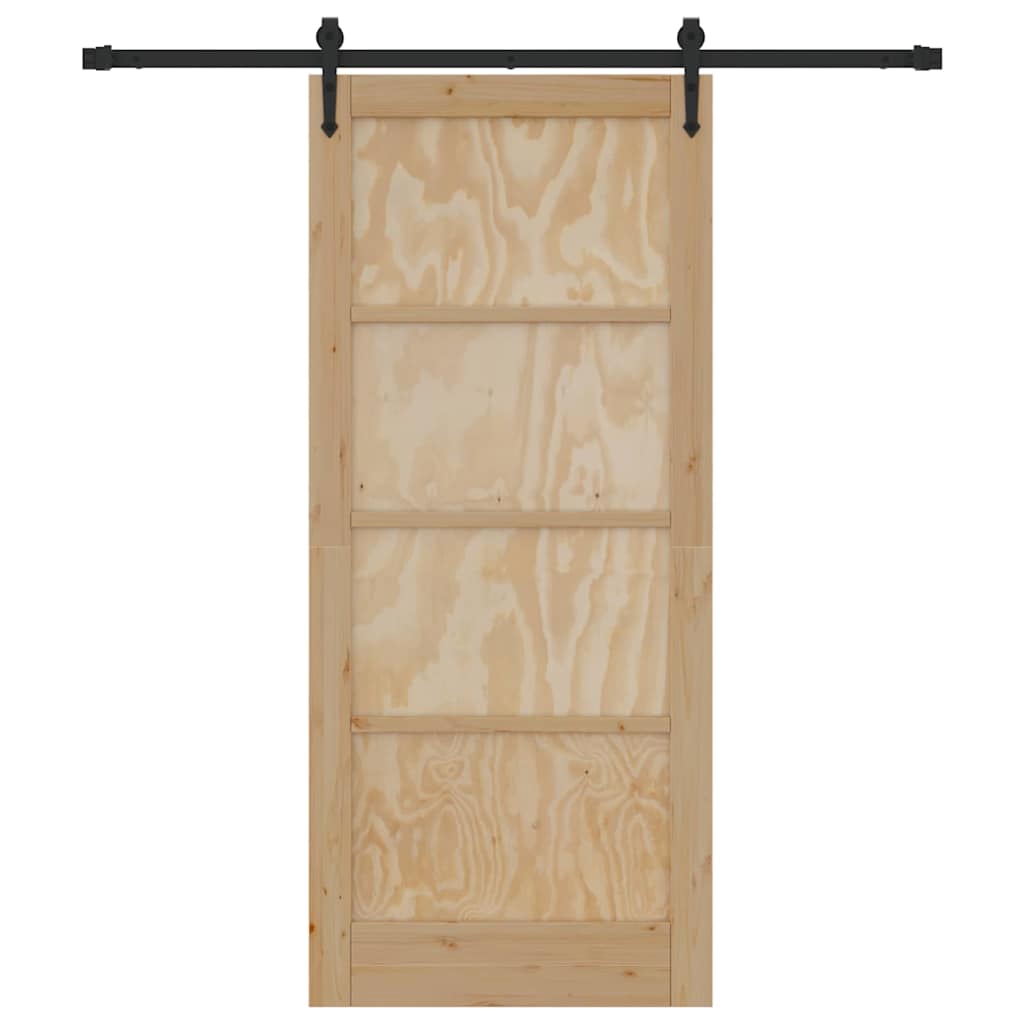 Porta Scorrevole Manuale Naturale e nero 86 x 198.5 cm 3333678