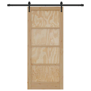 Porta Scorrevole Manuale Naturale e nero 86 x 198.5 cm 3333678