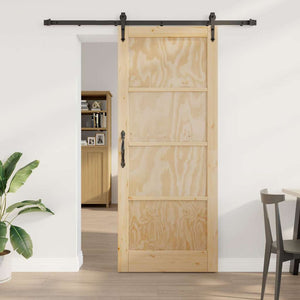 Porta Scorrevole Manuale Naturale e nero 86 x 211 cm 3333680