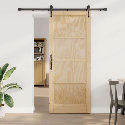 Porta Scorrevole Manuale Naturale e nero 86 x 211 cm 3333680