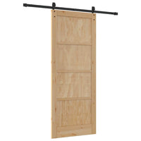 Porta Scorrevole Manuale Naturale e nero 86 x 211 cm 3333680