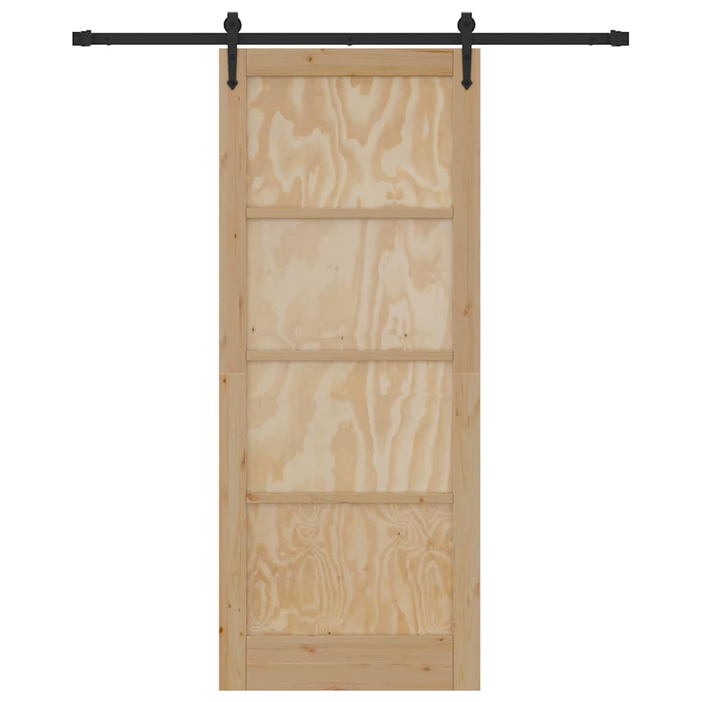 Porta Scorrevole Manuale Naturale e nero 86 x 211 cm 3333680