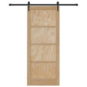 Porta Scorrevole Manuale Naturale e nero 86 x 211 cm 3333680