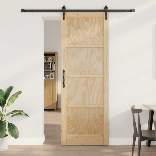 Porta Scorrevole  con Set di Hardware 83x232 cm Legno Massello di Pino 3333732