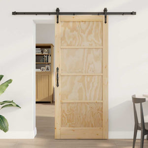 Porta Scorrevole  con Set di Ferramenta 86x198.5 cm in Legno Massello di Pino 3333734