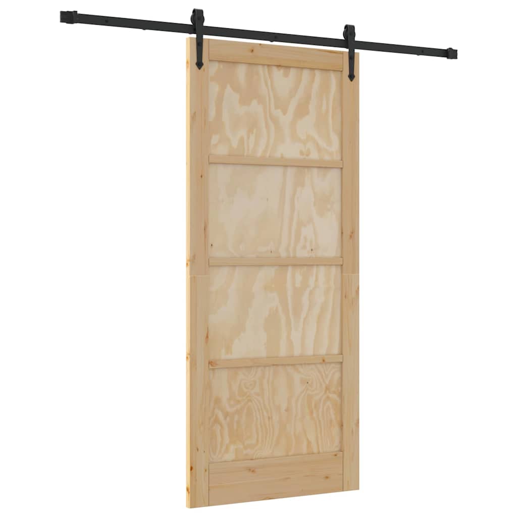 Porta Scorrevole  con Set di Ferramenta 86x198.5 cm in Legno Massello di Pino 3333734