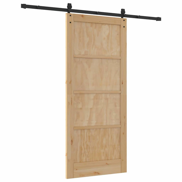 Porta Scorrevole  con Set di Ferramenta 86x198.5 cm in Legno Massello di Pino 3333734