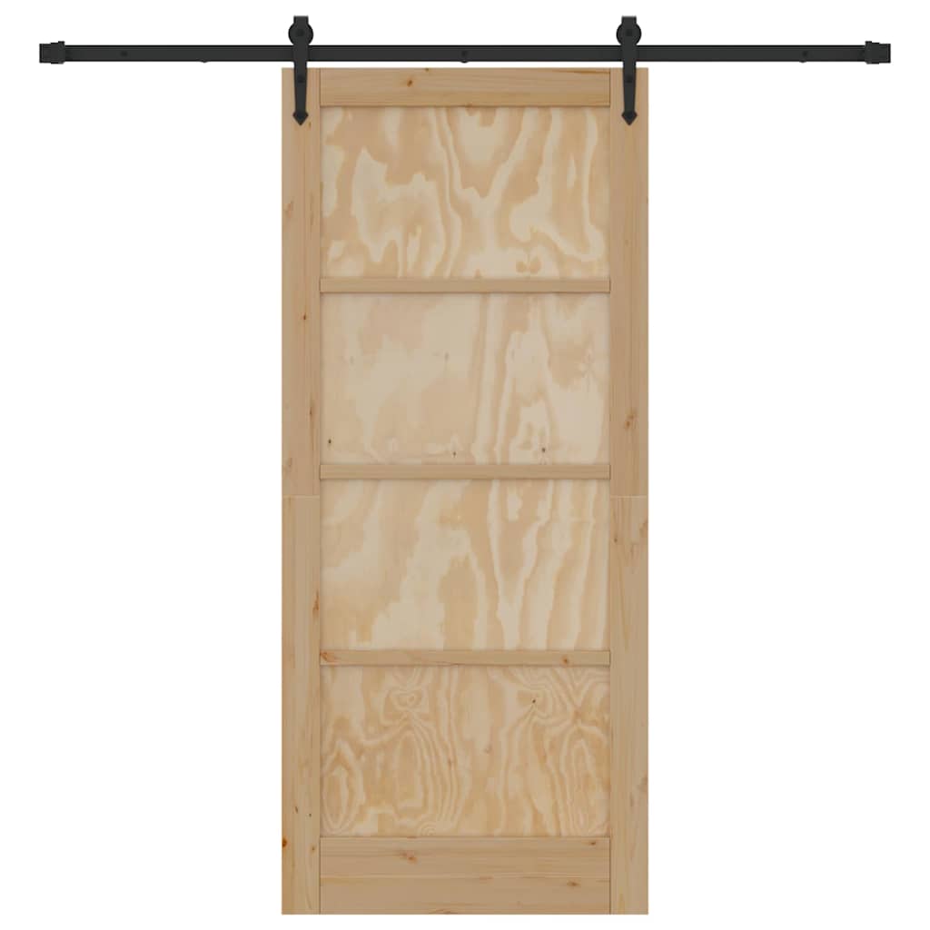 Porta Scorrevole  con Set di Ferramenta 86x198.5 cm in Legno Massello di Pino 3333734