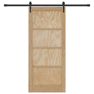 Porta Scorrevole  con Set di Ferramenta 86x198.5 cm in Legno Massello di Pino 3333734