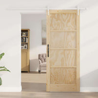 Porta Scorrevole  con Set di Accessori 83x202 cm Legno Massello Pino 3333756