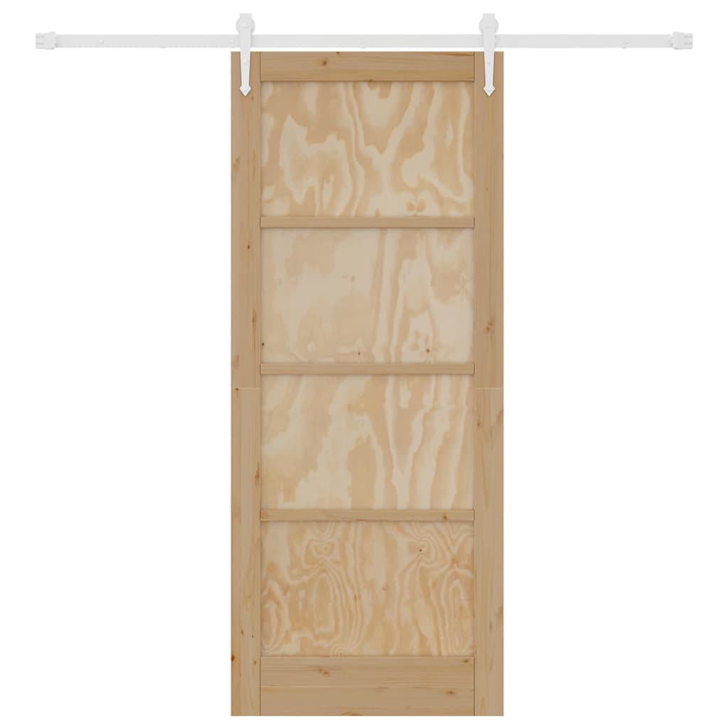 Porta Scorrevole  con Set di Accessori 83x202 cm Legno Massello Pino 3333756