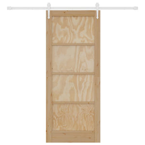 Porta Scorrevole  con Set di Accessori 83x202 cm Legno Massello Pino 3333756