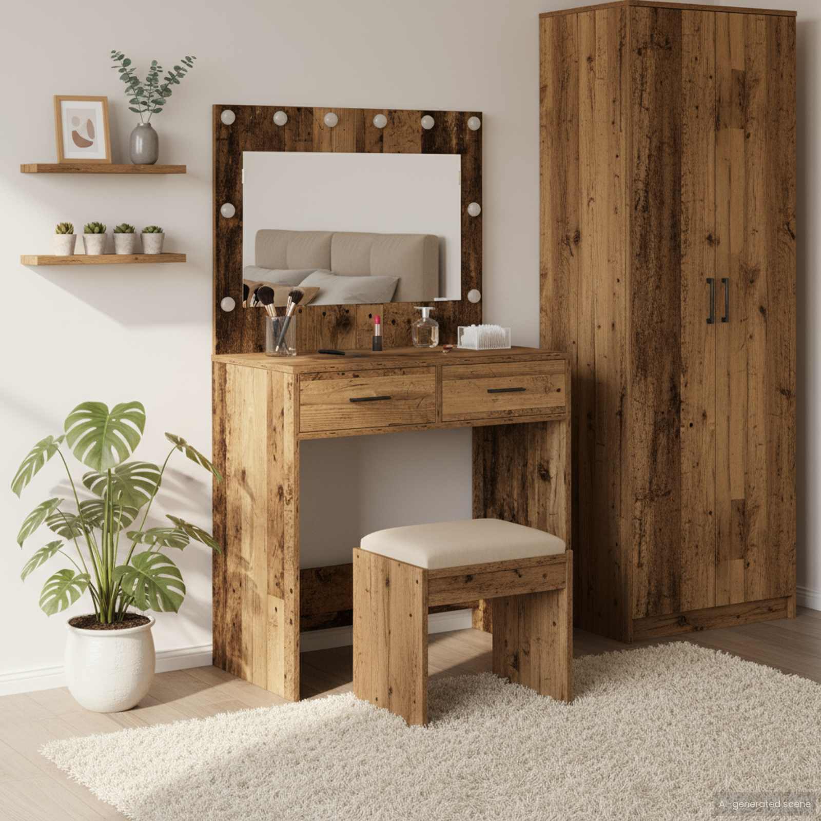 Tavolo da trucco con cassetto Legno vecchio 78.5 x 41 x 135 cm 865035