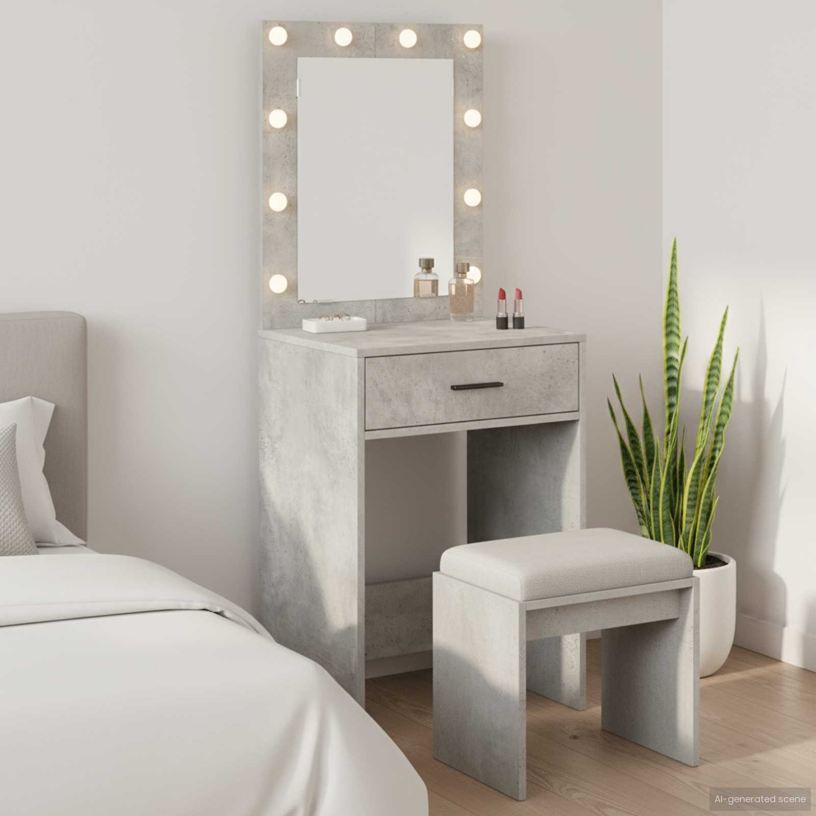 Tavolo da trucco con cassetto Grigio cemento 50 x 41 x 135 cm 865040