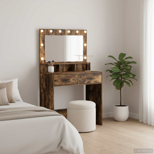 Tavolo da Toeletta con cassetto Rovere fumo 79 x 41 x 135 cm 865086