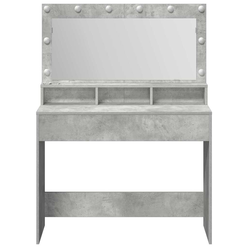 Tavolo da Trucco con specchio Grigio cemento 100 x 41 x 135 cm 865103